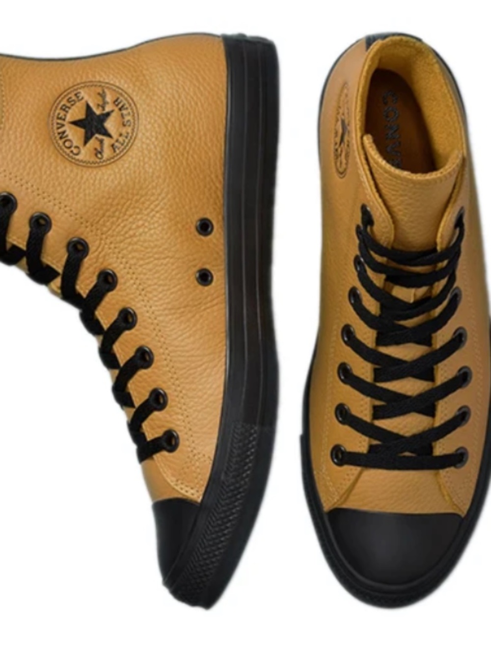 Chuck Taylor "Wheat" supple LEATHER high tops PRISTINE. W 9.5